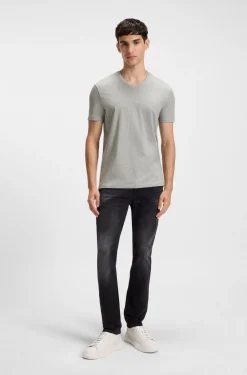 Two-pack of V-neck T-shirts in stretch cotton