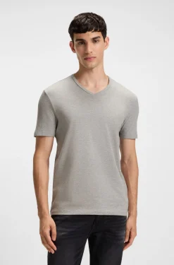 Two-pack of V-neck T-shirts in stretch cotton