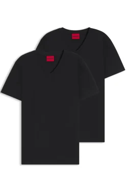 Two-pack of V-neck T-shirts in stretch cotton