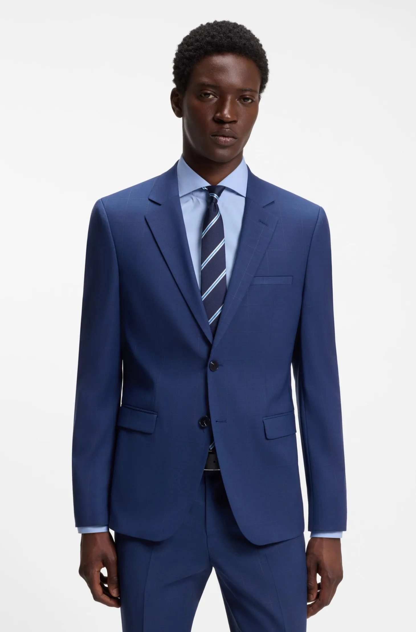 Two-piece extra-slim-fit suit in checked twill