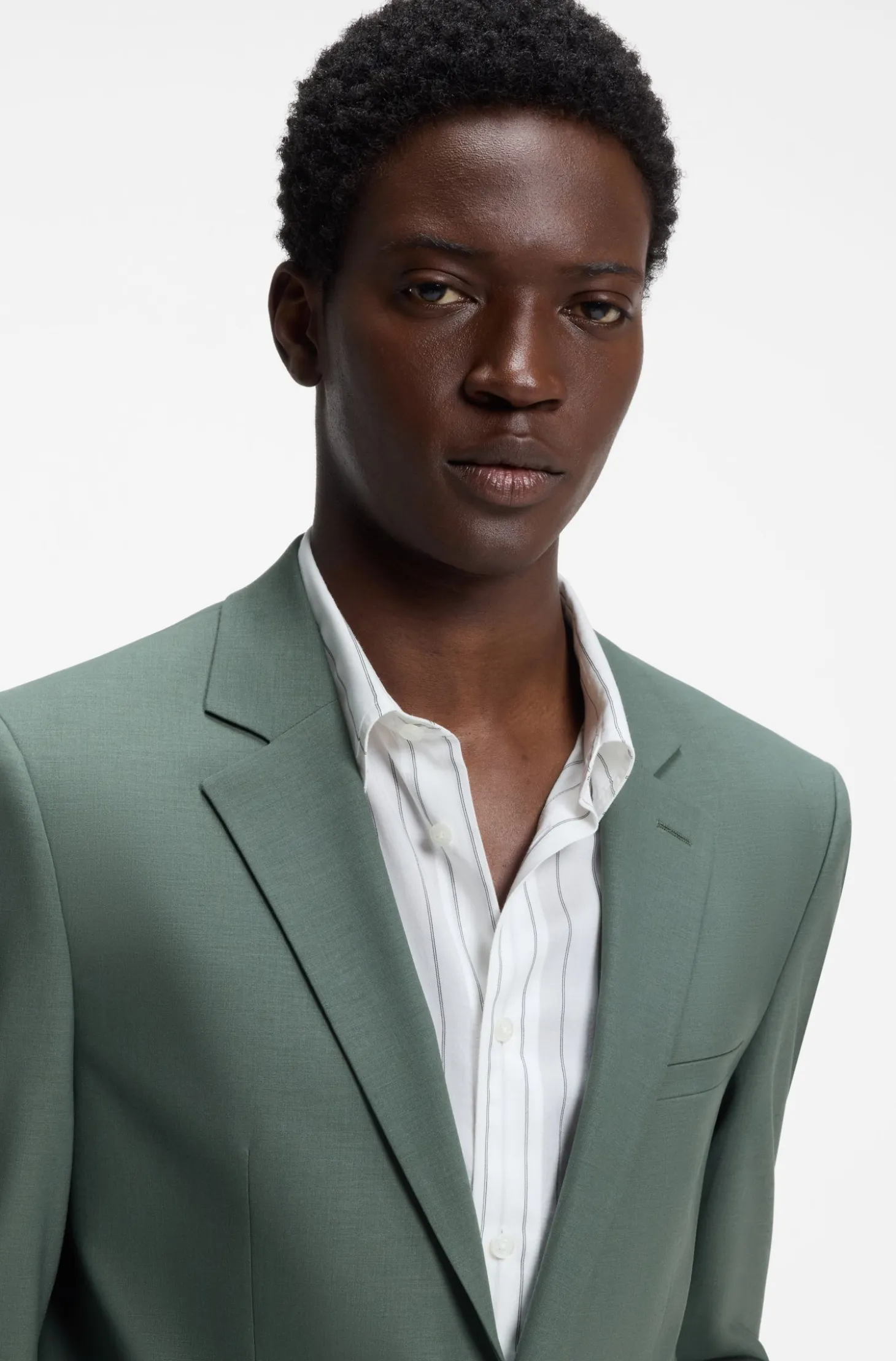 Two-piece extra-slim-fit suit in wool-blend poplin