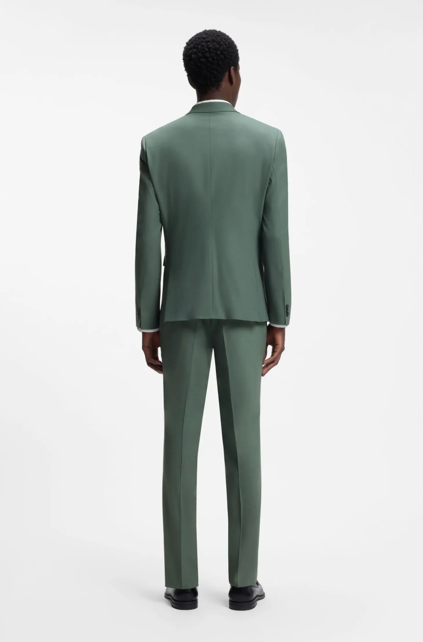 Two-piece extra-slim-fit suit in wool-blend poplin