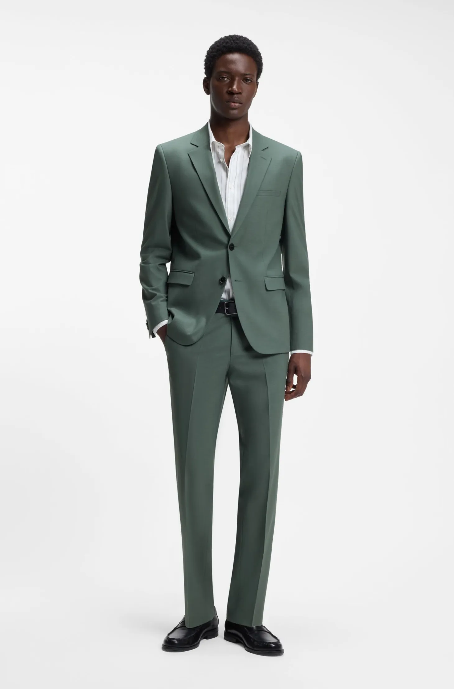 Two-piece extra-slim-fit suit in wool-blend poplin