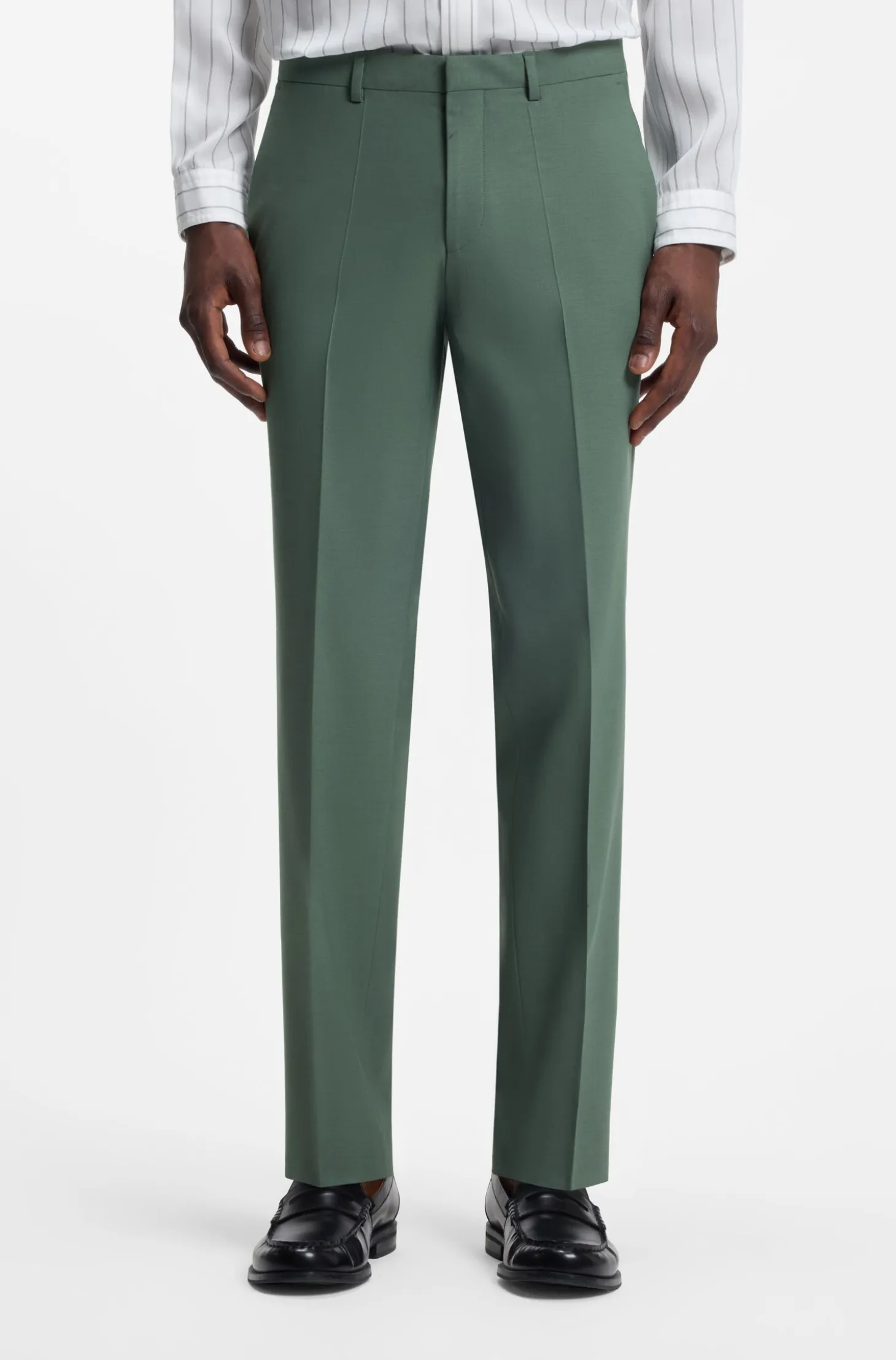 Two-piece extra-slim-fit suit in wool-blend poplin