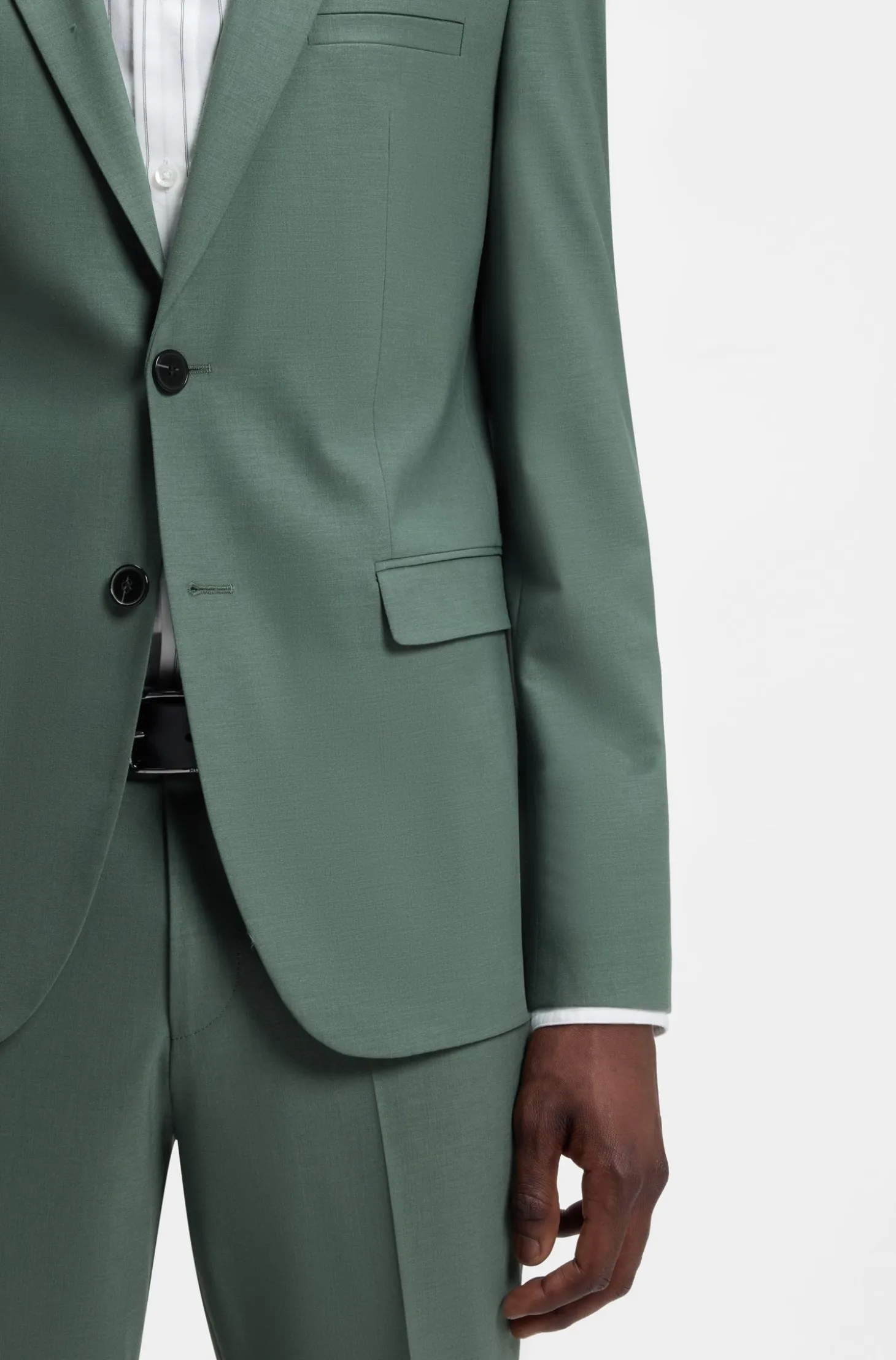 Two-piece extra-slim-fit suit in wool-blend poplin