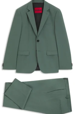 Two-piece extra-slim-fit suit in wool-blend poplin
