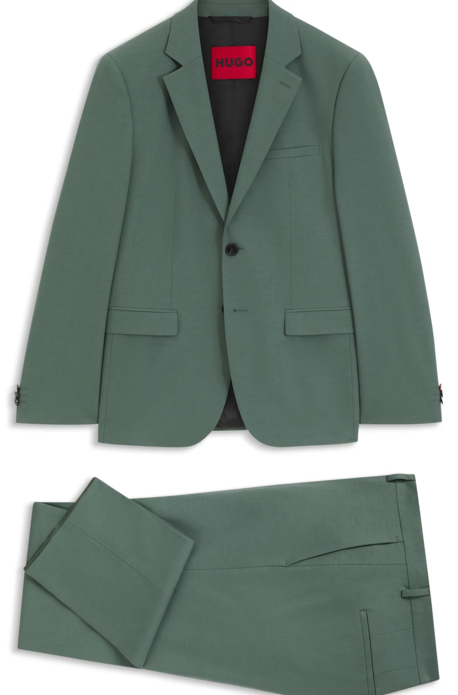 Two-piece extra-slim-fit suit in wool-blend poplin