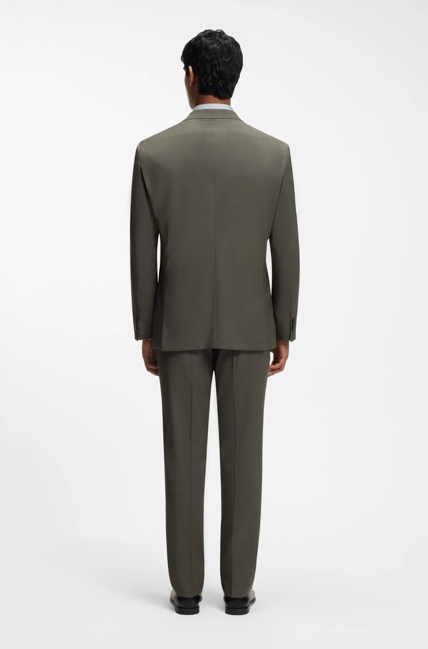 Two-piece regular-fit suit in melange stretch wool