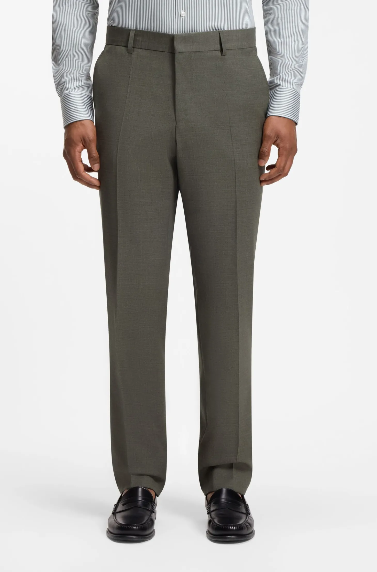 Two-piece regular-fit suit in melange stretch wool