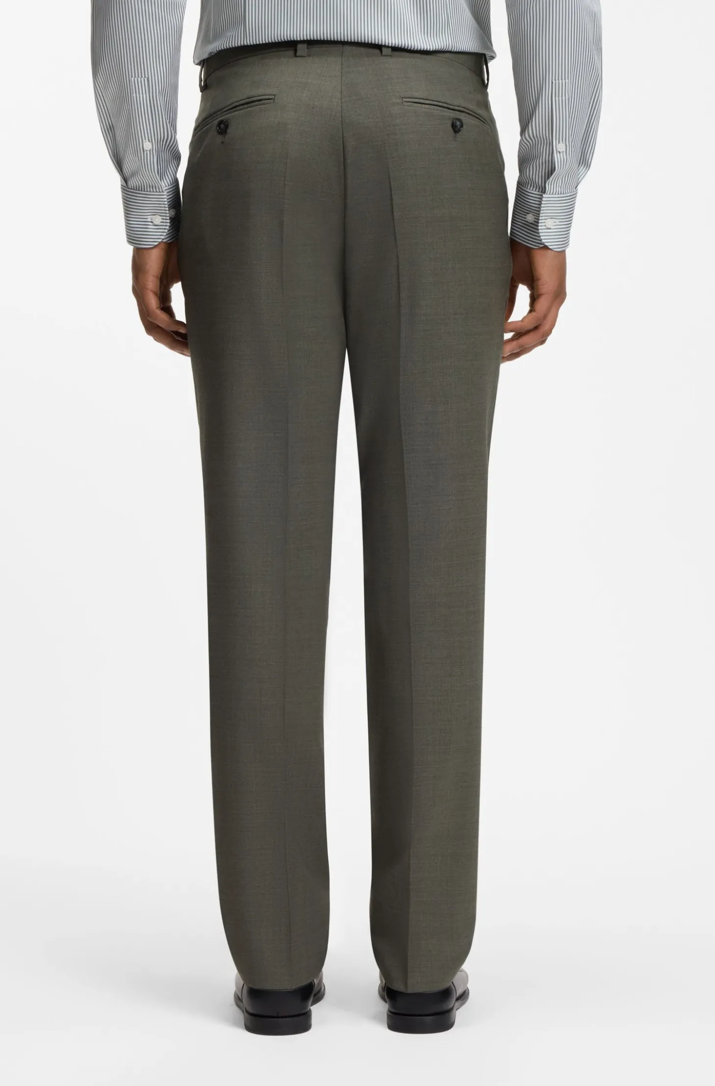 Two-piece regular-fit suit in melange stretch wool