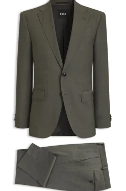 Two-piece regular-fit suit in melange stretch wool