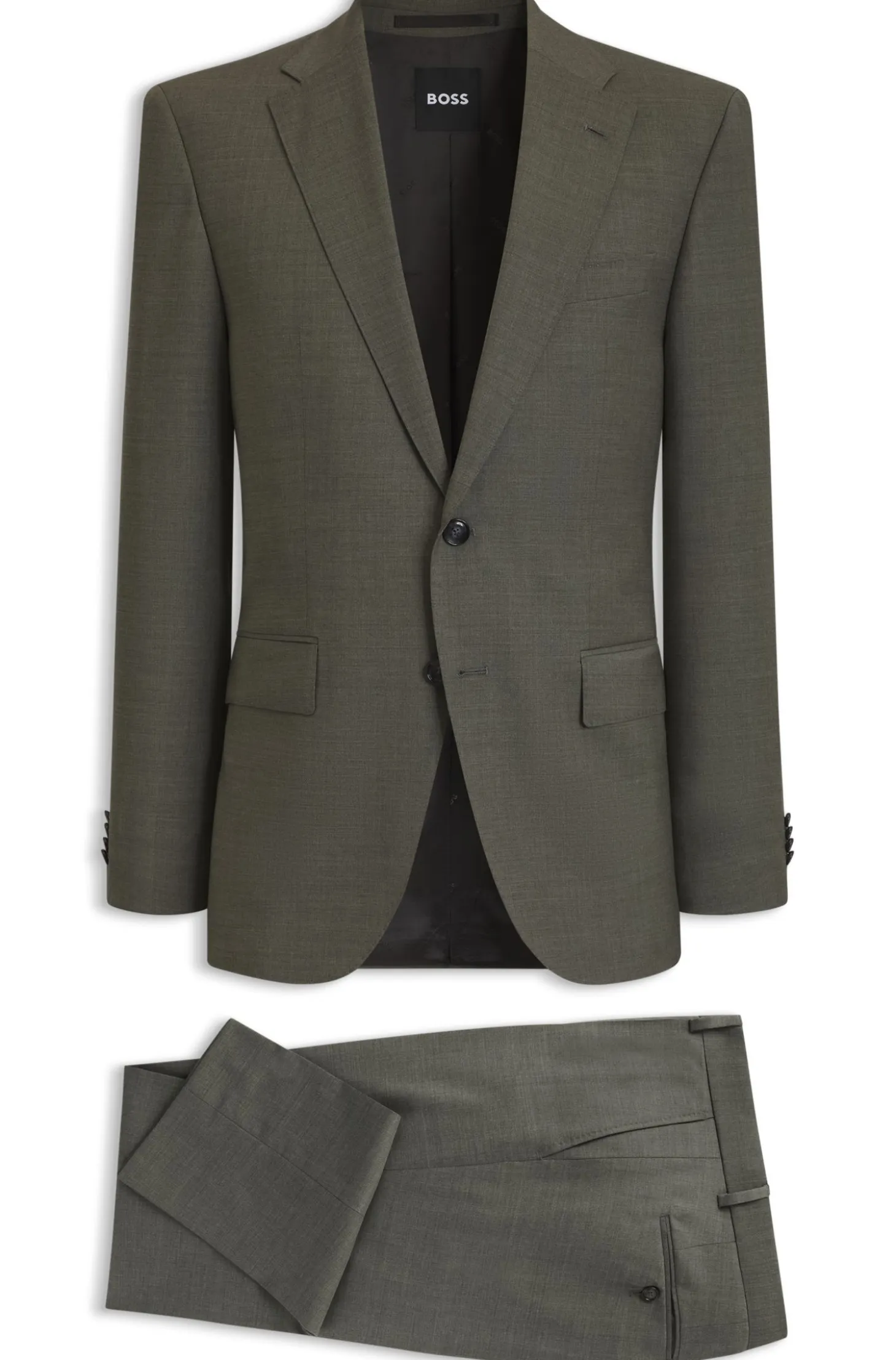 Two-piece regular-fit suit in melange stretch wool