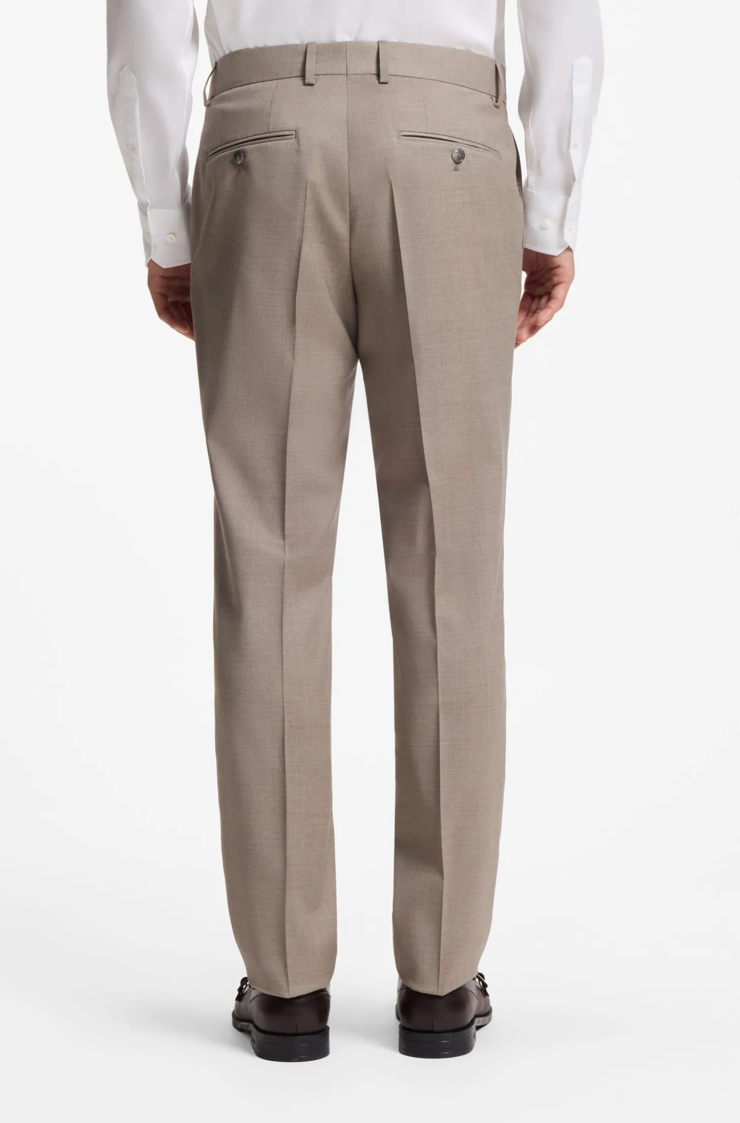 Two-piece regular-fit suit in melange stretch wool