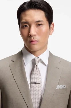 Two-piece regular-fit suit in melange stretch wool