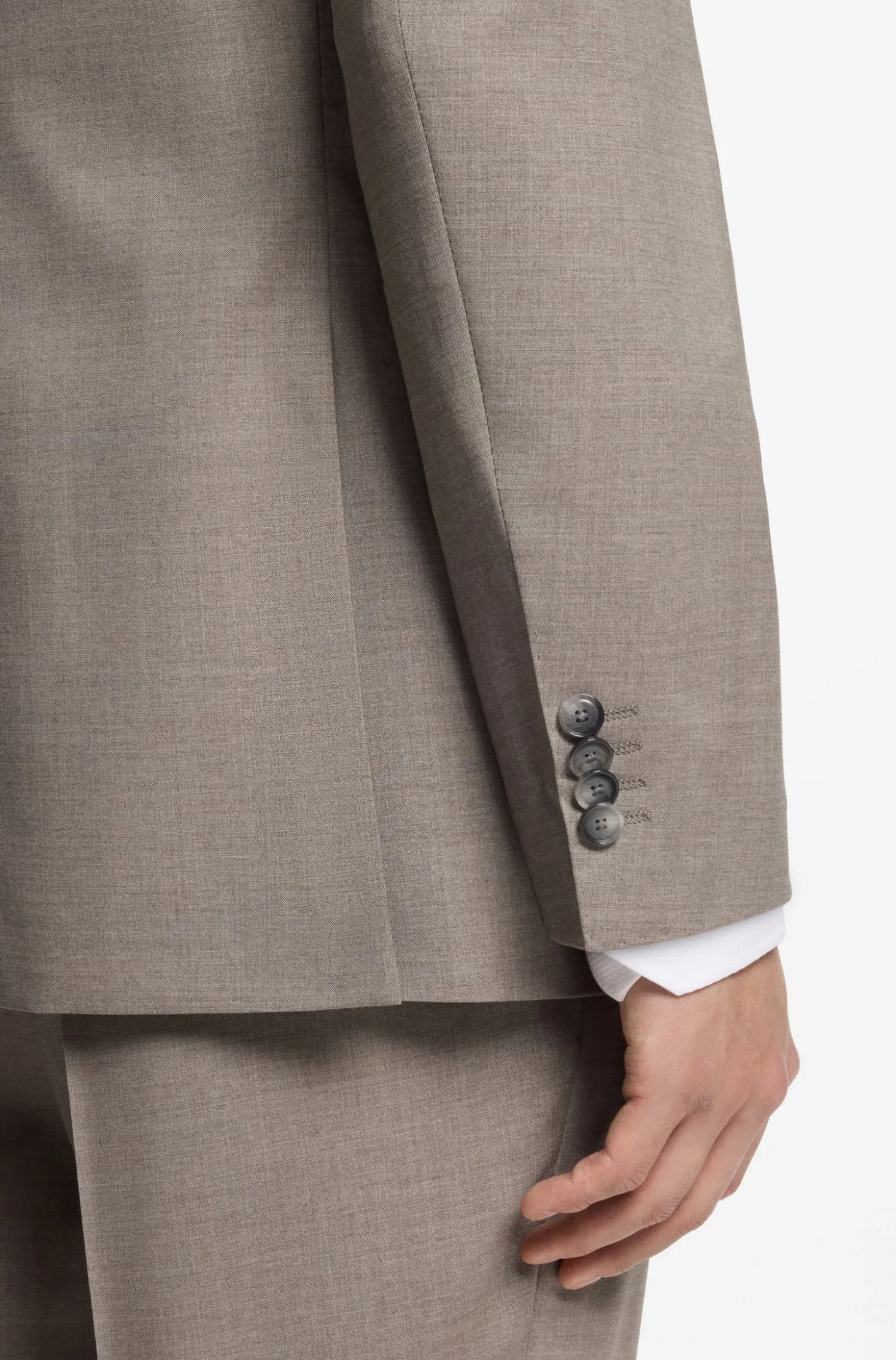Two-piece regular-fit suit in melange stretch wool