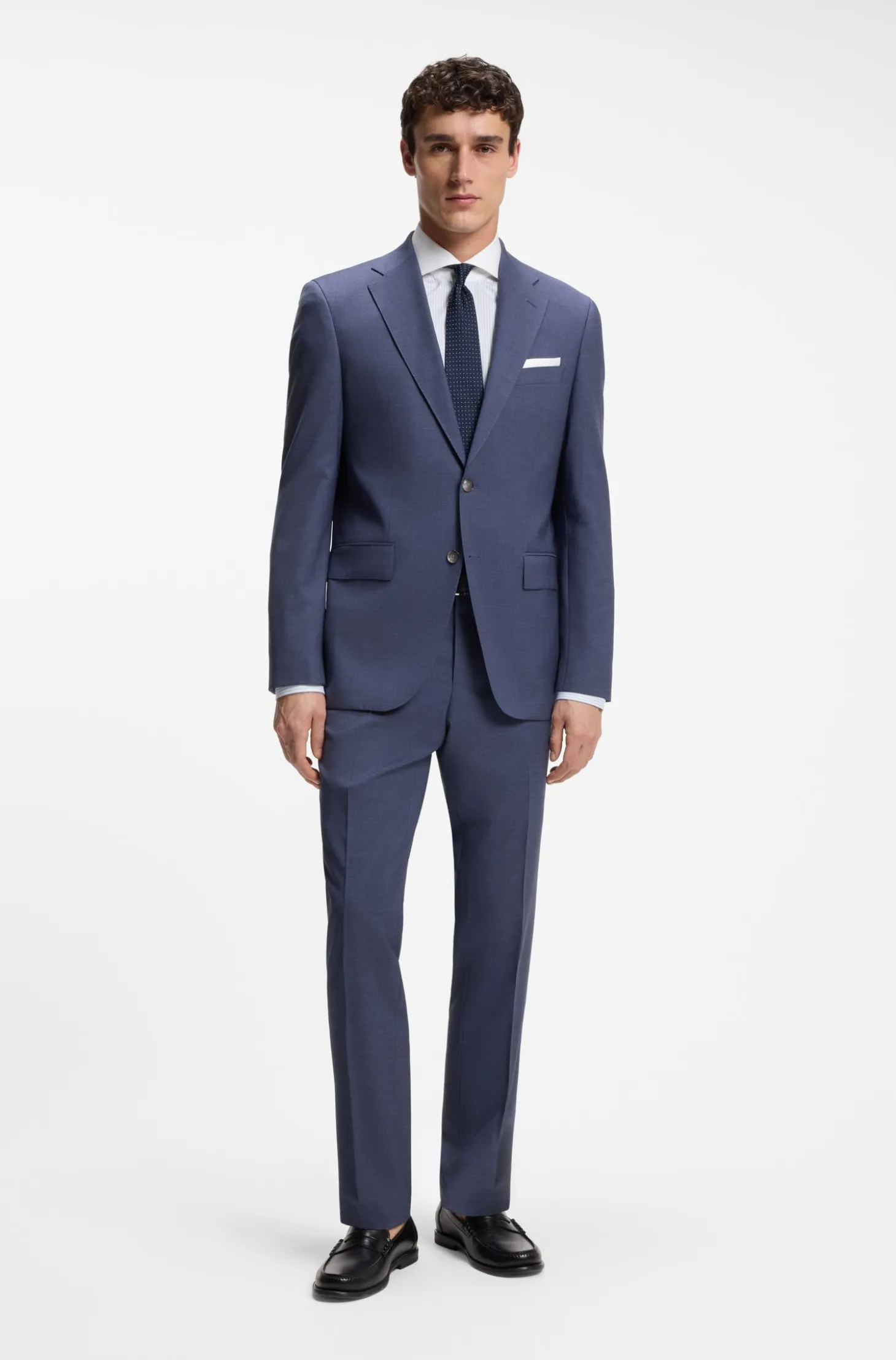 Two-piece regular-fit suit in melange stretch wool