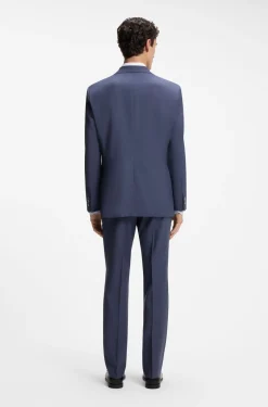 Two-piece regular-fit suit in melange stretch wool