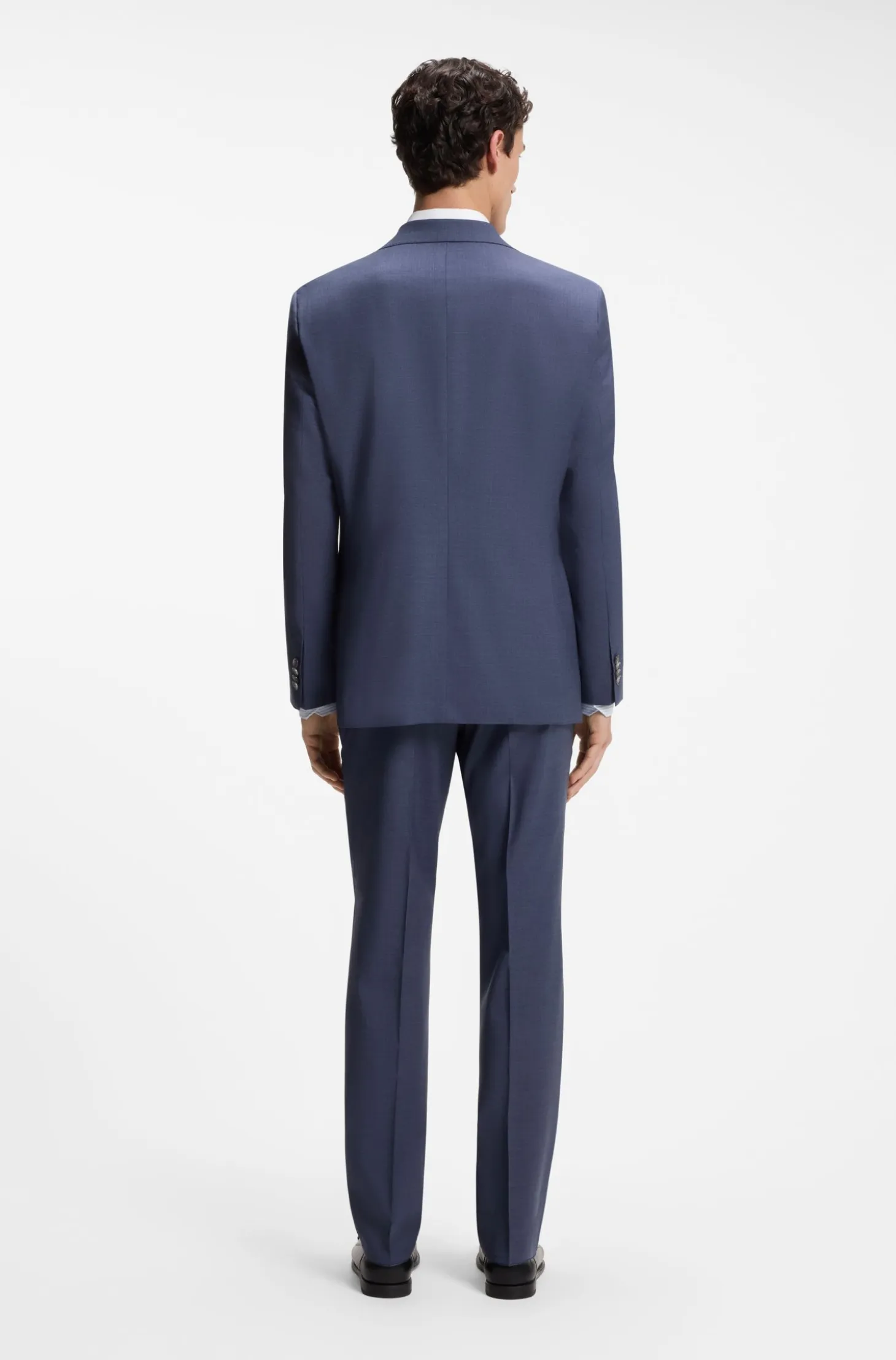 Two-piece regular-fit suit in melange stretch wool
