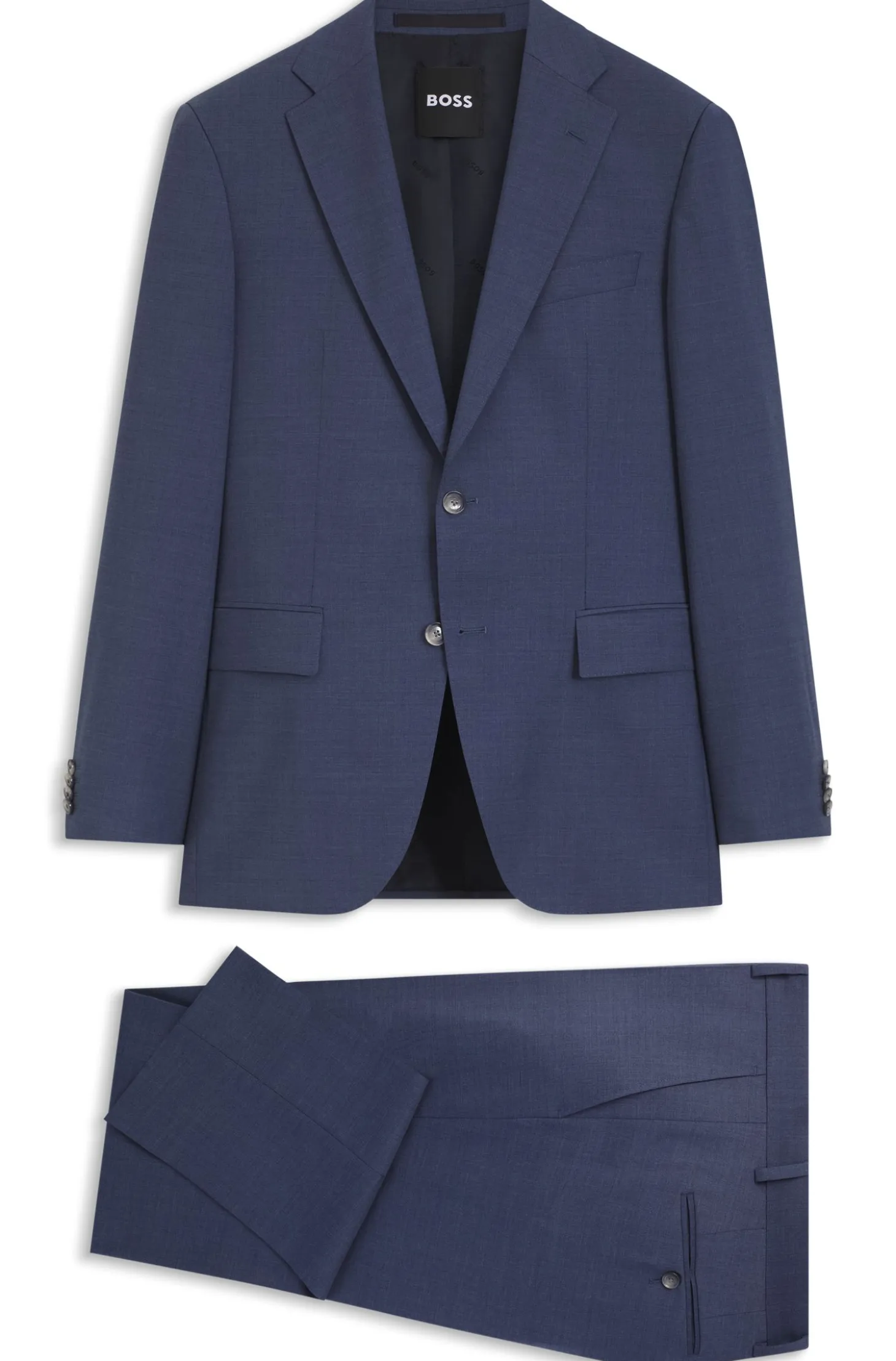 Two-piece regular-fit suit in melange stretch wool