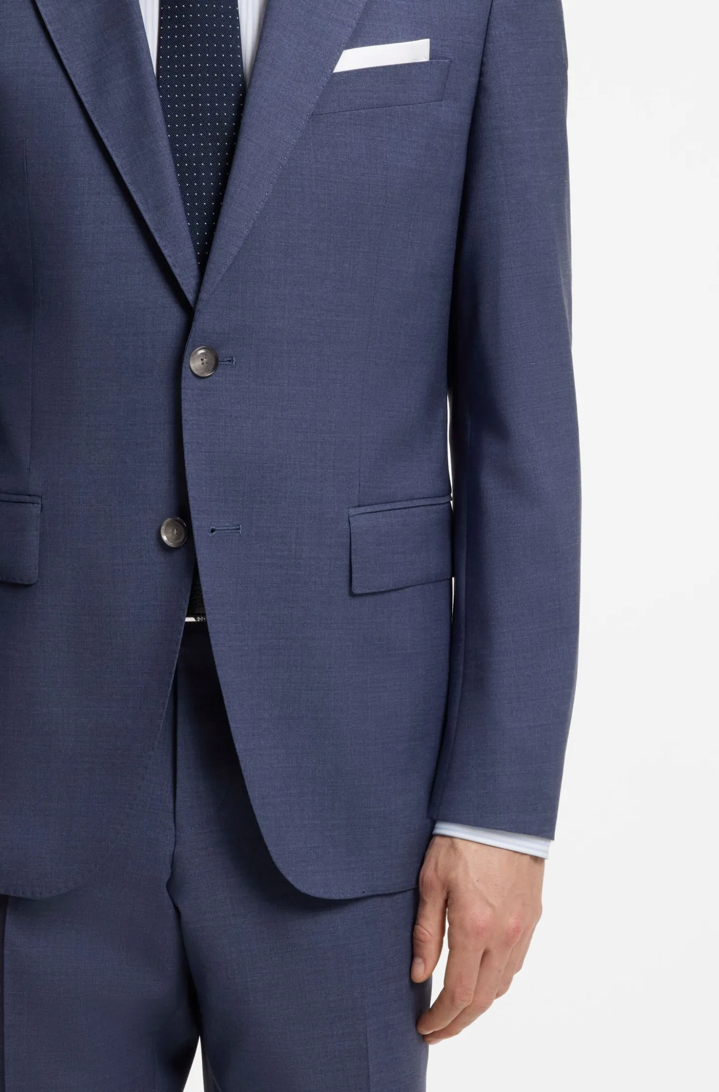 Two-piece regular-fit suit in melange stretch wool