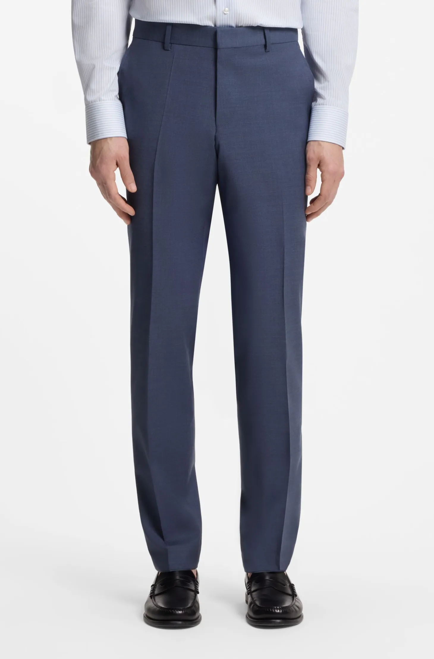 Two-piece regular-fit suit in melange stretch wool