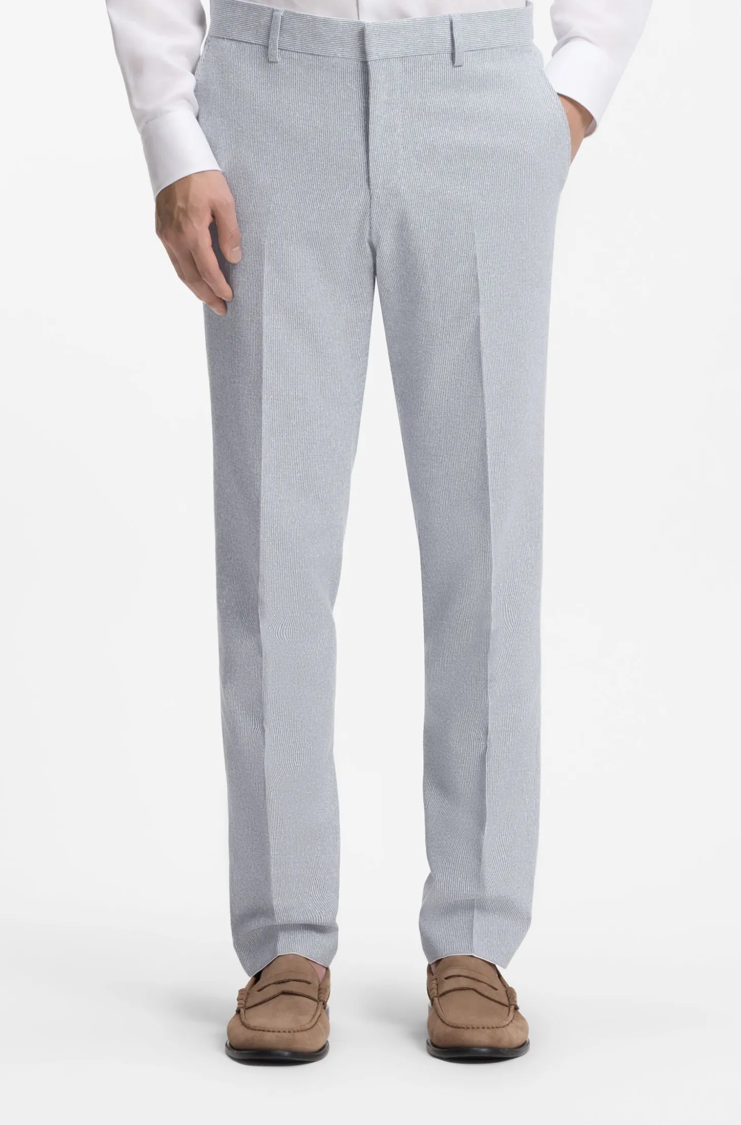 Two-piece regular-fit suit in stretch bouclé