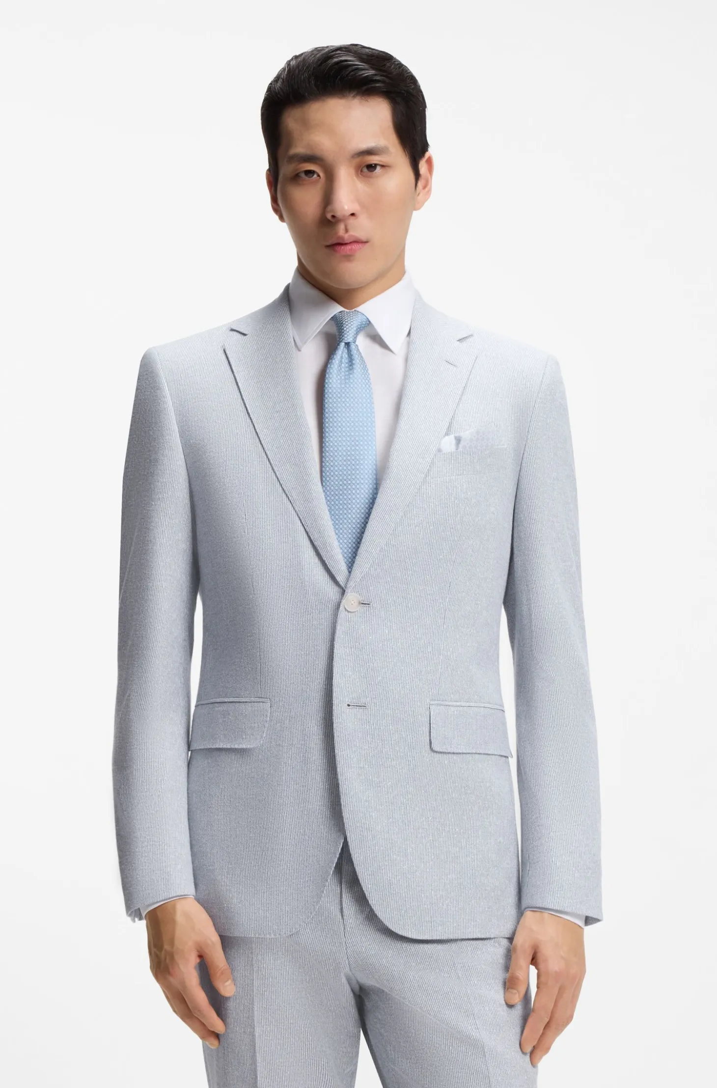 Two-piece regular-fit suit in stretch bouclé