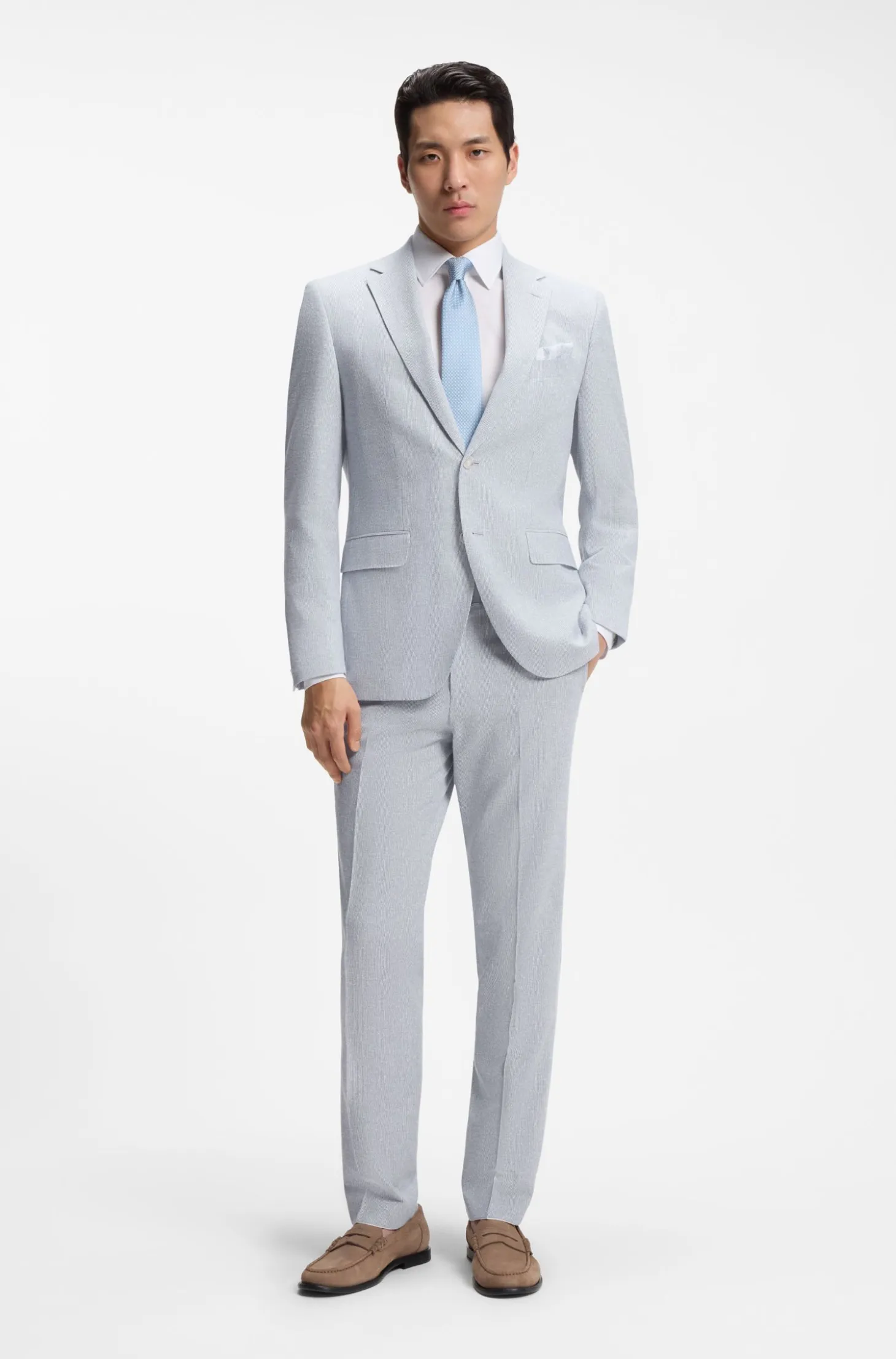Two-piece regular-fit suit in stretch bouclé