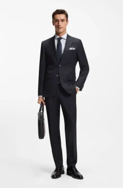 Two-piece regular-fit suit in striped virgin wool