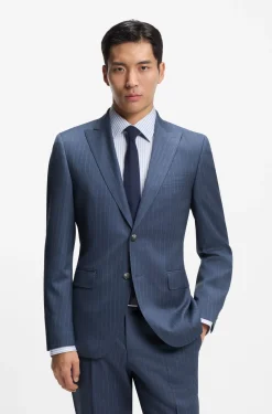 Two-piece regular-fit suit in striped virgin wool