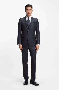 Two-piece regular-fit suit in virgin wool and silk