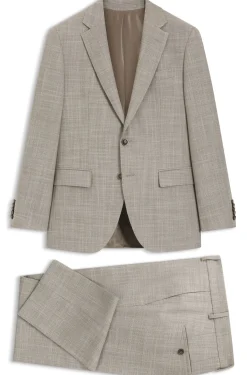 Two-piece slim-fit suit in a patterned wool-silk blend