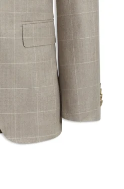 Two-piece slim-fit suit in checked Italian wool