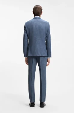 Two-piece slim-fit suit in cotton and virgin wool