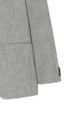 Two-piece slim-fit suit in cotton and virgin wool