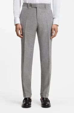 Two-piece slim-fit suit in cotton and virgin wool