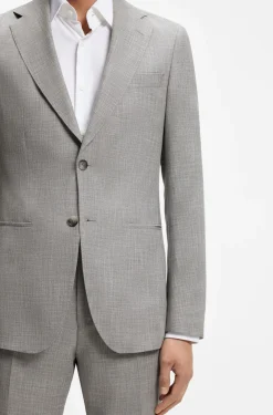 Two-piece slim-fit suit in cotton and virgin wool