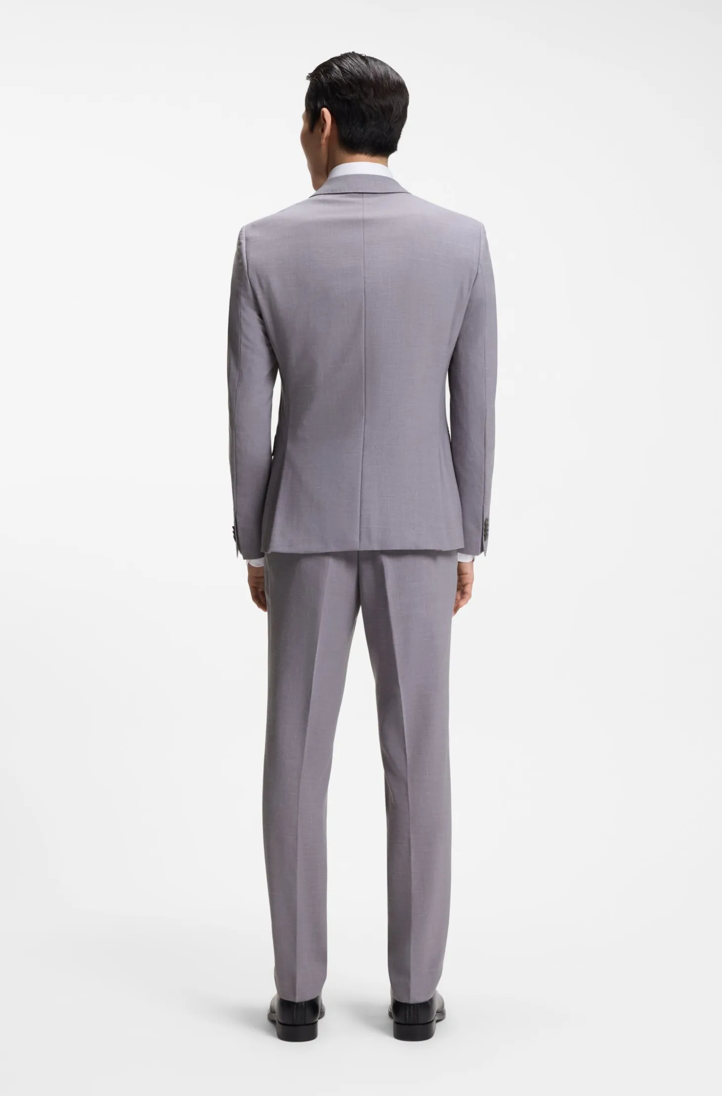 Two-piece slim-fit suit in micro-patterned fabric