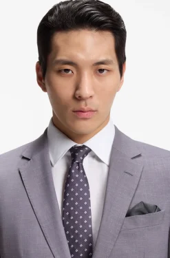Two-piece slim-fit suit in micro-patterned fabric