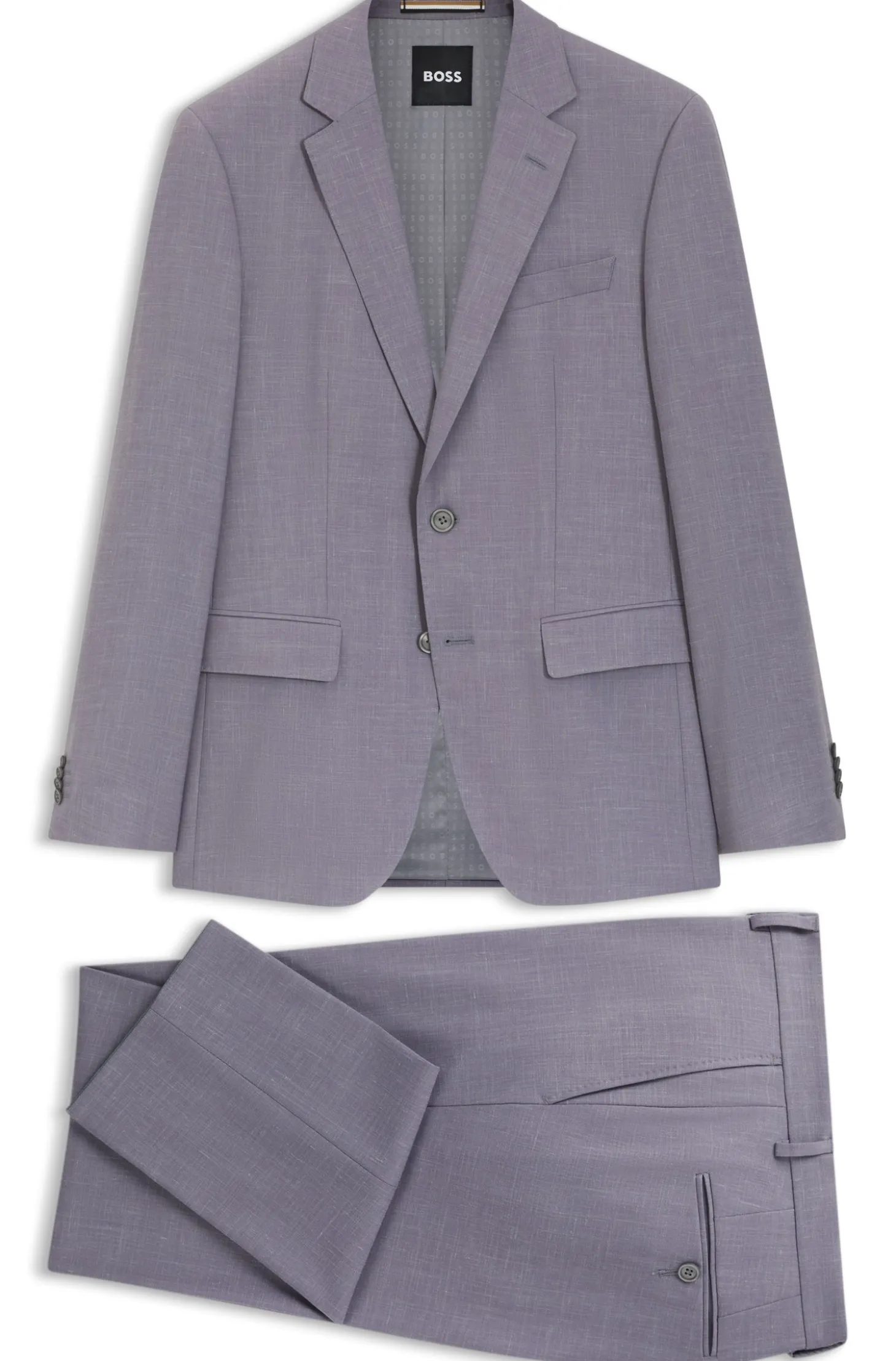 Two-piece slim-fit suit in micro-patterned fabric