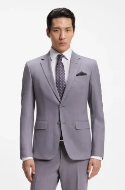Two-piece slim-fit suit in micro-patterned fabric