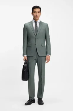 Two-piece slim-fit suit in micro-patterned stretch cloth