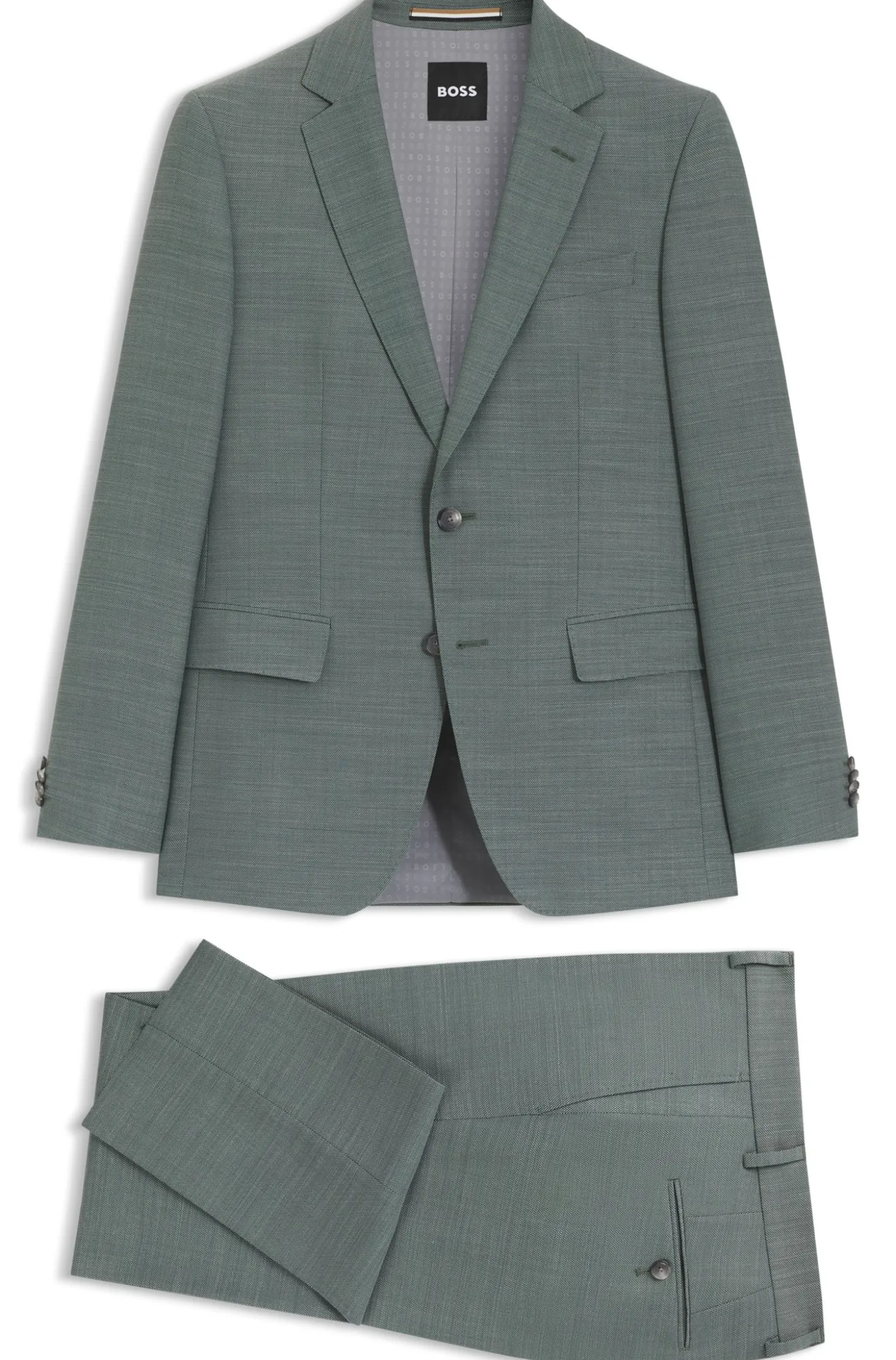 Two-piece slim-fit suit in micro-patterned stretch cloth