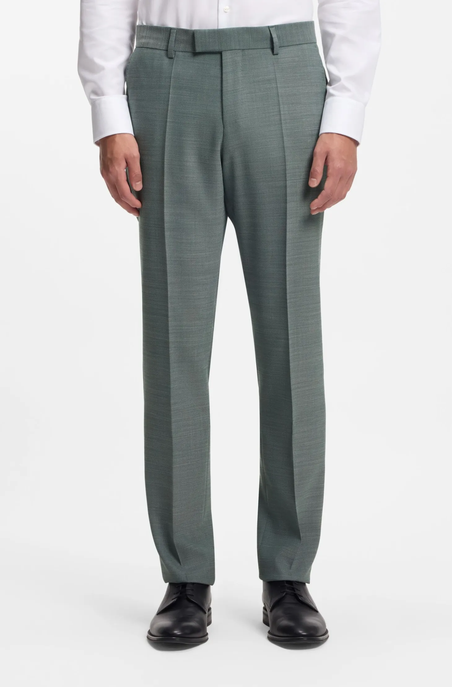 Two-piece slim-fit suit in micro-patterned stretch cloth