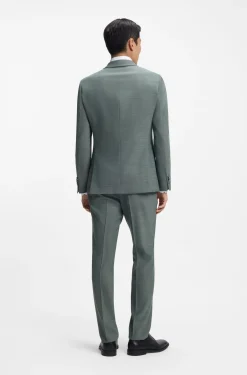 Two-piece slim-fit suit in micro-patterned stretch cloth