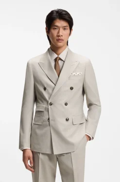 Two-piece slim-fit suit in patterned virgin wool
