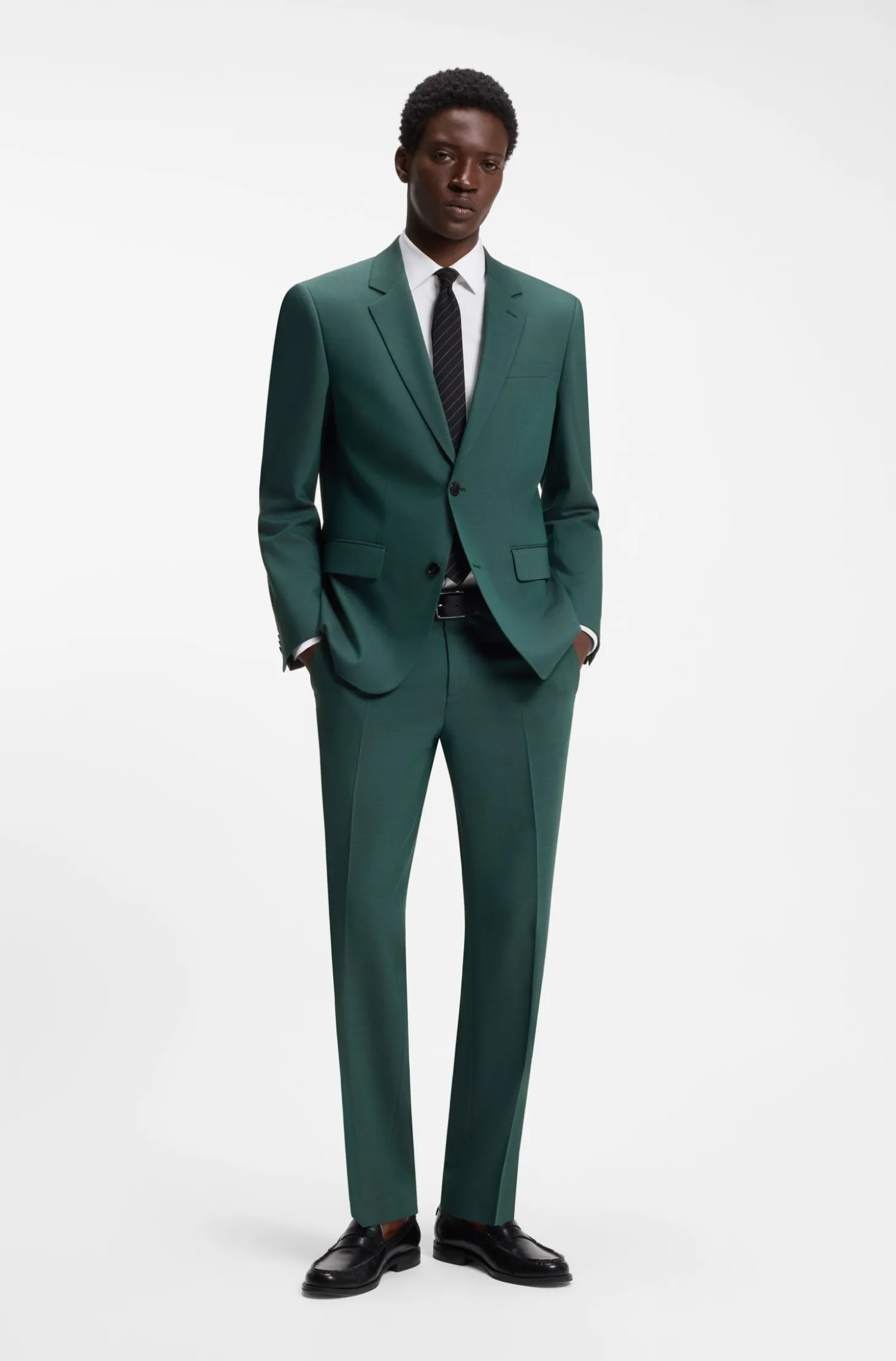 Two-piece slim-fit suit in performance-stretch twill