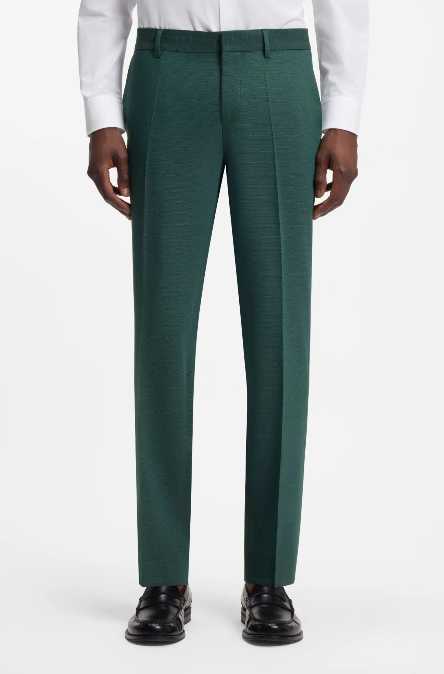 Two-piece slim-fit suit in performance-stretch twill
