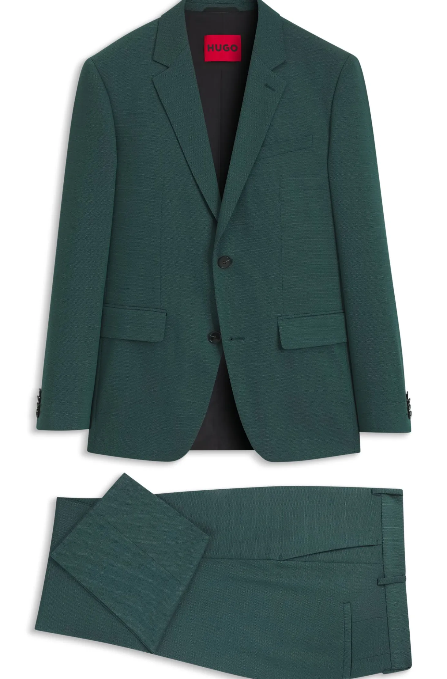 Two-piece slim-fit suit in performance-stretch twill