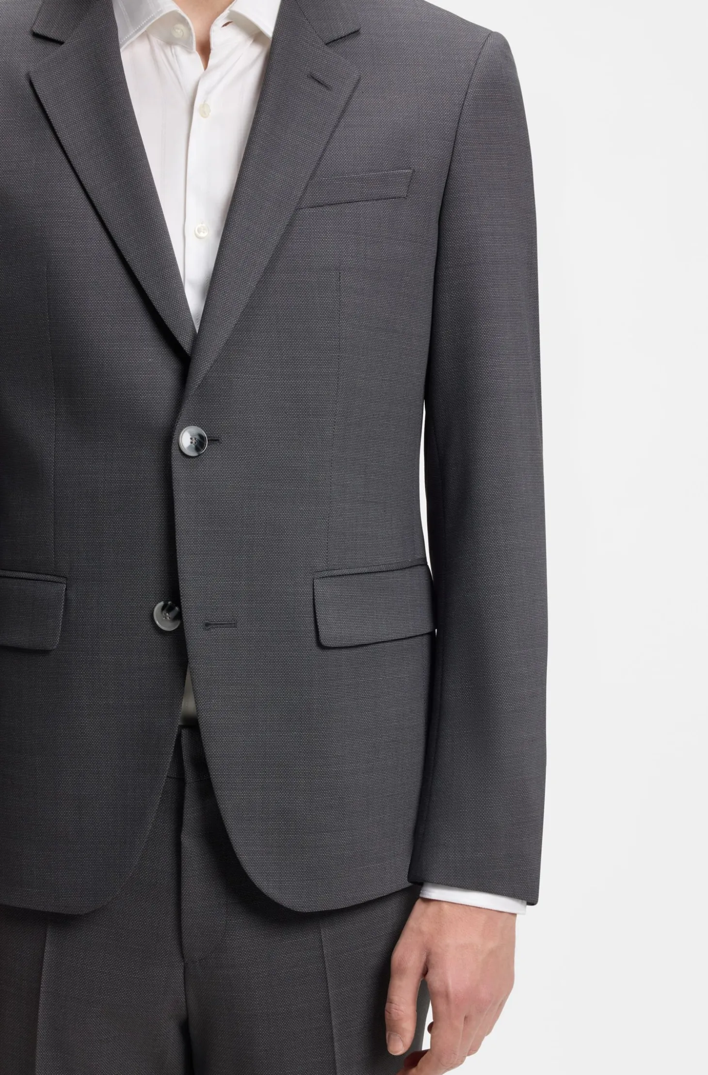 Two-piece slim-fit suit in performance-stretch twill